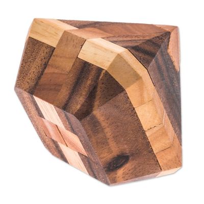 Alternate image for Diamond-Shaped Raintree Wood Puzzle from Thailand Brilliant Diamond