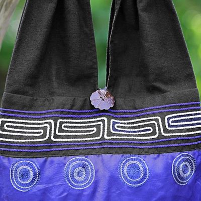 Alternate image for Cotton Silk Blend Shoulder Bag Indigo Black Thailand Summer Indigo