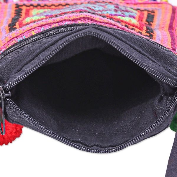 Alternate image for Hmong Cross-Stitch Sling Bag with Beaded Fringe Petite Hmong