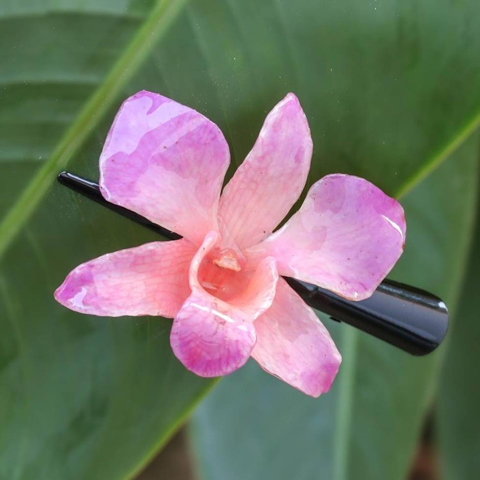 Natural Pale Fuchsia Thai Orchid Hair Clip 'Pale Fuchsia Orchid Love'