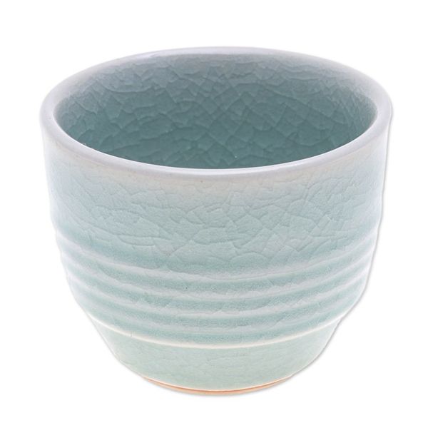 Alternate image for Aqua Celadon Ceramic Teacup Relaxing Afternoon
