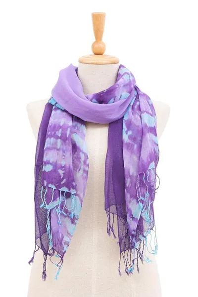 Alternate image for Pair of Cotton Scarves in Shades of Blue Sky of Love