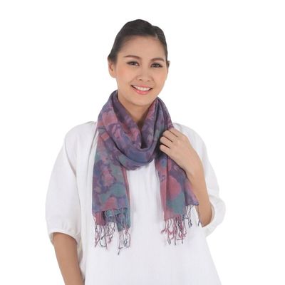 Alternate image for Tied-Dyed Cotton Wrap Scarf in Pink and Purple from Thailand Fantastic Colors
