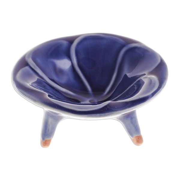 Alternate image for Floral Celadon Candy Dish from Thailand Blue Plumeria