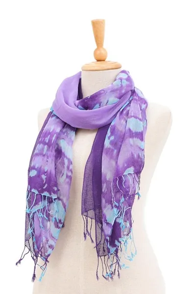 Alternate image for Pair of Cotton Scarves in Shades of Blue Sky of Love