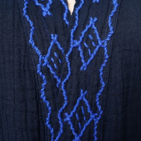 Alternate image for Diamond Embroidered Cotton Robe in Midnight from Thailand Midnight Relaxation