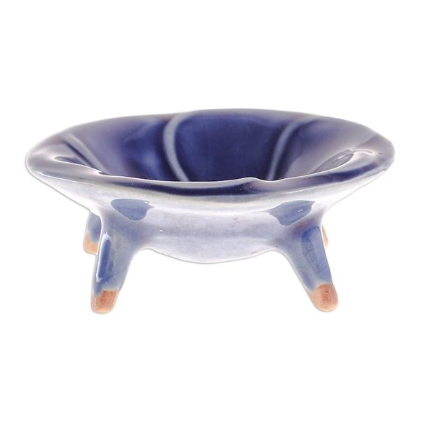 Alternate image for Floral Celadon Candy Dish from Thailand Blue Plumeria