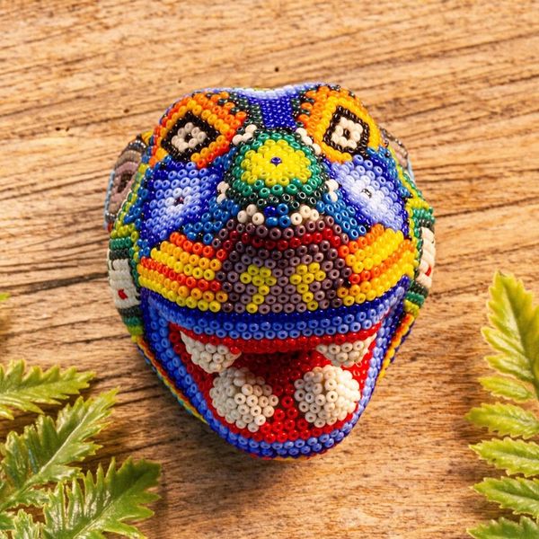 Alternate image for Beaded Wixrika or Huichol Jaguar Head from Jalisco Mexico Jaguar Rising