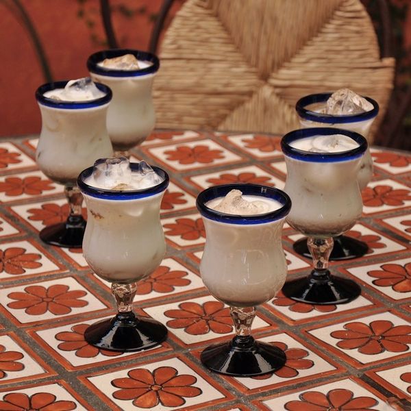 Alternate image for Collectible Handblown Glass Goblets Drinkware Set of 6 Spring Skies