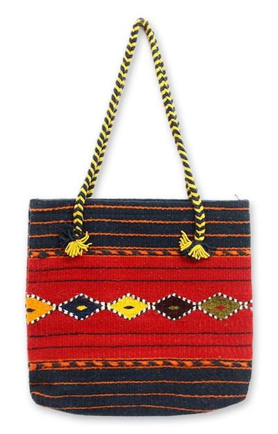 Alternate image for Geometric Wool Tote Handbag from Mexico Zapotec Legacy