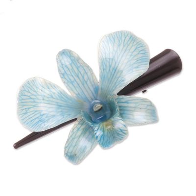 Alternate image for Natural Blue Thai Orchid Hair Clip Blue Orchid Love