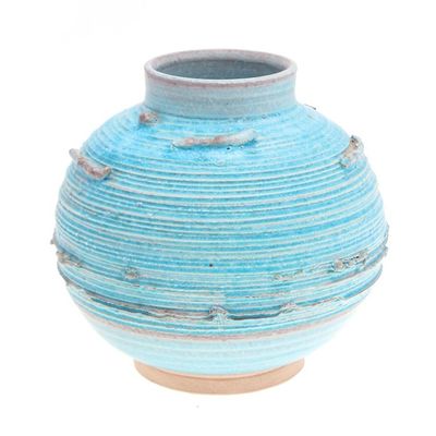 Alternate image for Aqua Blue Small Ceramic Vase from Thailand Asian Aqua