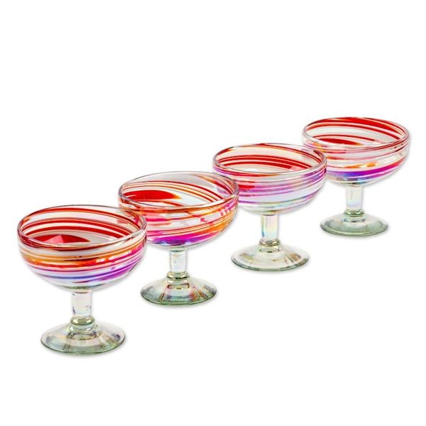 Alternate image for Set of 4 Eco-Friendly Red Handblown Coupe Glasses Trendy Enchantment