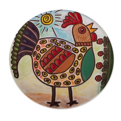 Alternate image for Rooster-Themed Ceramic Wall Art from Mexico Rooster Under the Sun