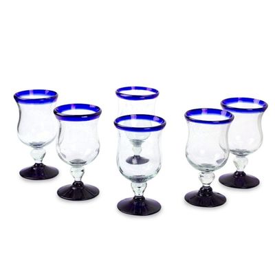 Alternate image for Collectible Handblown Glass Goblets Drinkware Set of 6 Spring Skies