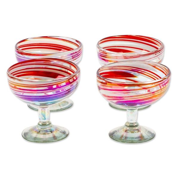 Alternate image for Set of 4 Eco-Friendly Red Handblown Coupe Glasses Trendy Enchantment