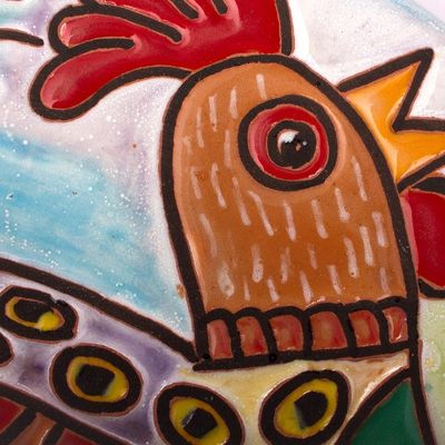 Alternate image for Rooster-Themed Ceramic Wall Art from Mexico Rooster Under the Sun
