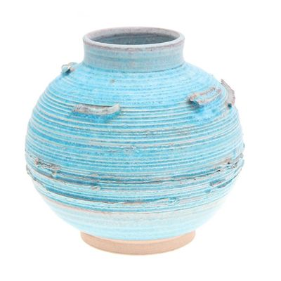 Alternate image for Aqua Blue Small Ceramic Vase from Thailand Asian Aqua