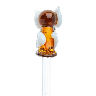 Alternate image for Mexican Recycled Glass Cocktail Stirrer with Brown Owl Cheeky Brown Owl