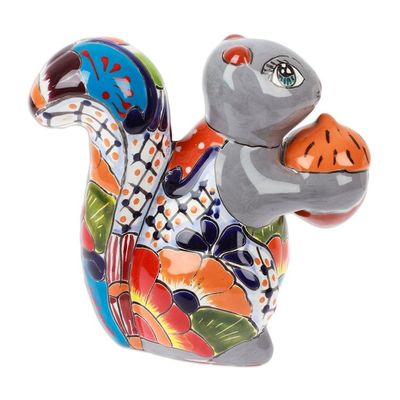 Alternate image for Squirrel-Themed Hacienda Painted Ceramic Sculpture in Grey Sylvan Tradition