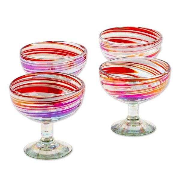 Alternate image for Set of 4 Eco-Friendly Red Handblown Coupe Glasses Trendy Enchantment