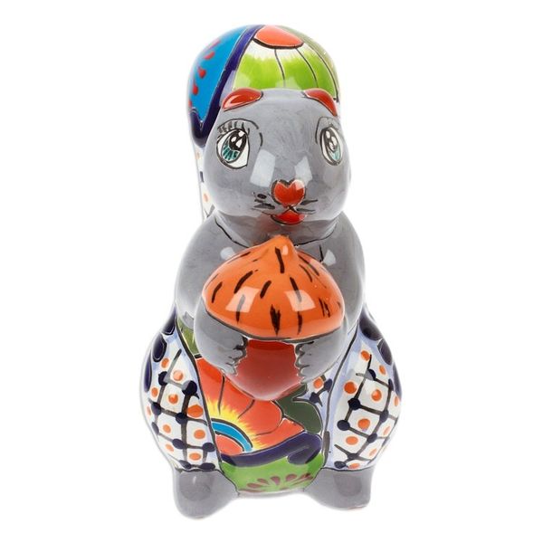 Alternate image for Squirrel-Themed Hacienda Painted Ceramic Sculpture in Grey Sylvan Tradition