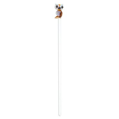 Alternate image for Mexican Recycled Glass Cocktail Stirrer with Brown Owl Cheeky Brown Owl