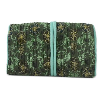 Alternate image for Rayon and Silk Blend Jewelry Roll in Green from Thailand Floral Fashionista