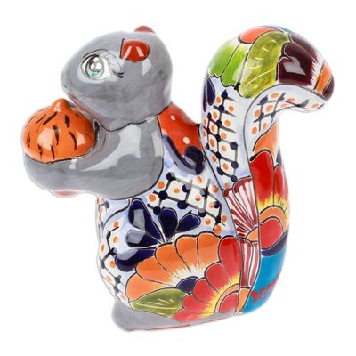Alternate image for Squirrel-Themed Hacienda Painted Ceramic Sculpture in Grey Sylvan Tradition