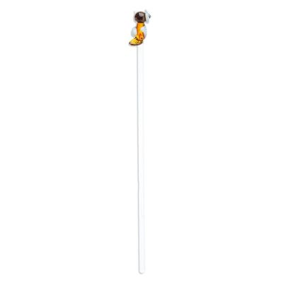 Alternate image for Mexican Recycled Glass Cocktail Stirrer with Brown Owl Cheeky Brown Owl