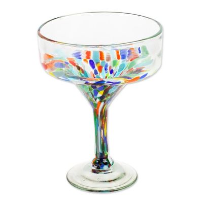 Alternate image for Set of 4 Colorful Handblown Margarita Glasses from Mexico Chromatic Finesse