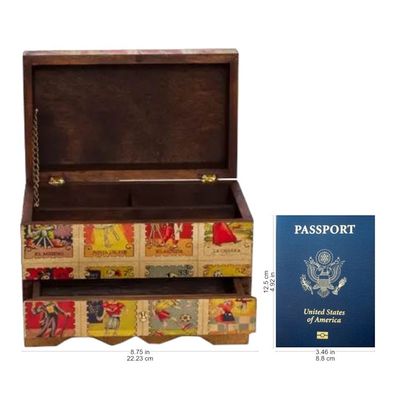 Alternate image for Day of the Dead Bingo Decoupage on Pinewood Jewelry Box Day of the Dead Lottery