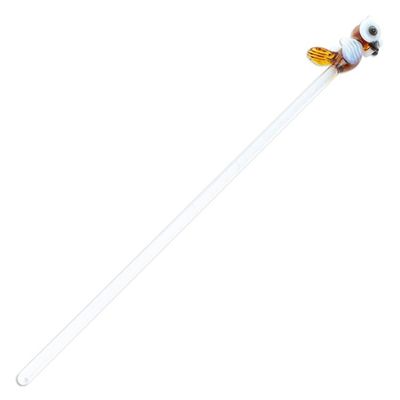 Alternate image for Mexican Recycled Glass Cocktail Stirrer with Brown Owl Cheeky Brown Owl