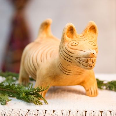 Alternate image for Handmade Signed Ceramic Museum Replica Statuette Mexico Tan Aztec Guide Dog