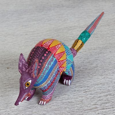 Alternate image for Hand Carved Copal Wood Multicolored Armadillo Alebrije Kaleidoscopic Armadillo