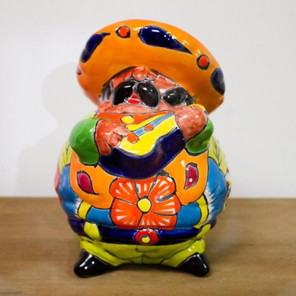 Alternate image for Talavera-Style Ceramic Figurine of a Mariachi with a Guitar Guitar Mariachi