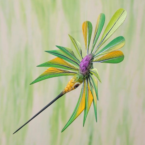 Alternate image for Green Hummingbird Alebrije Sculpture Crafted by Hand Green Hummingbird