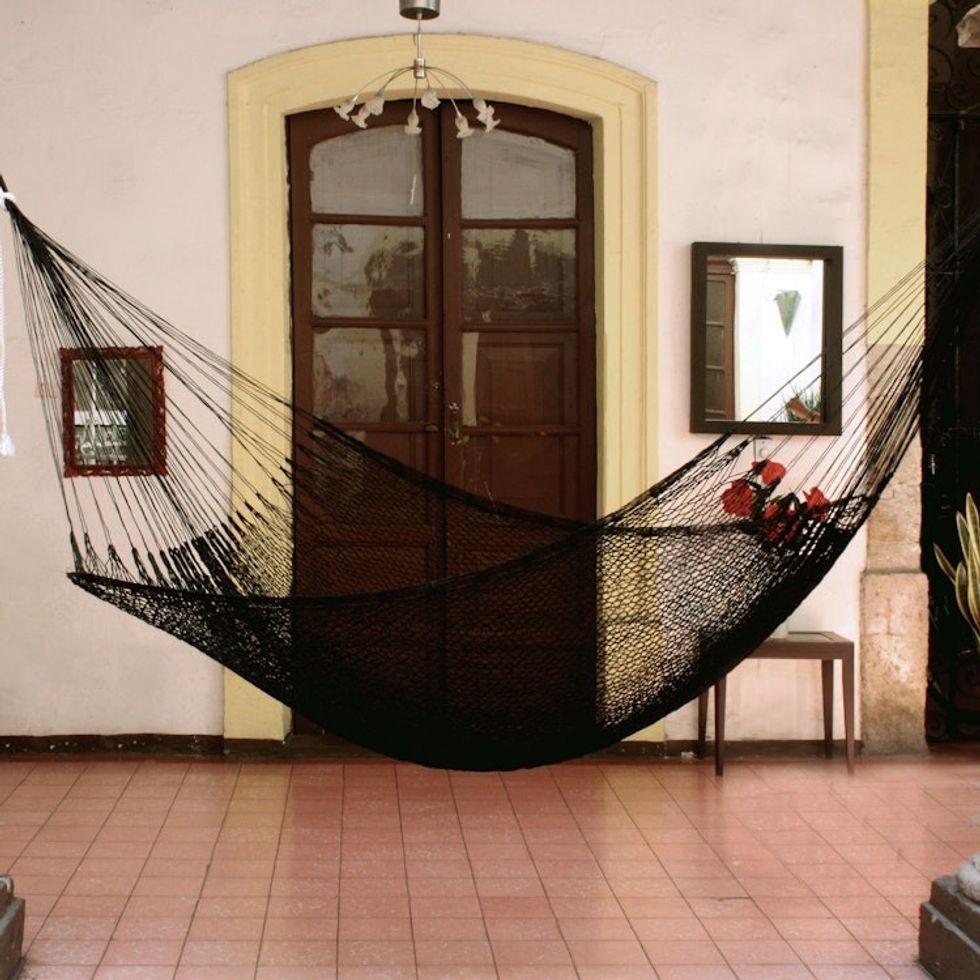 Fair Trade Black Rope Hammock Single 'Shadows'