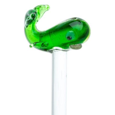 Alternate image for Mexican Recycled Glass Cocktail Stirrer with Green Whale Cheerful Green Whale