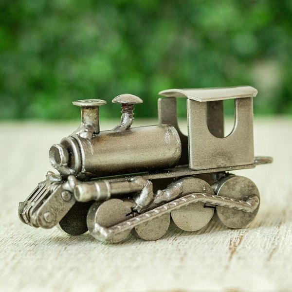 Alternate image for Recycled Auto Part Train Locomotive Sculpture from Mexico Rustic Train Locomotive