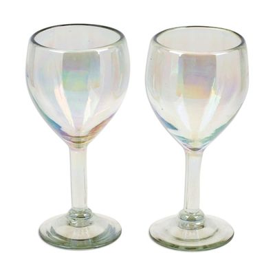 Alternate image for Pair of Iridescent Clear Handblown Wine Glasses Ethereal Glamour