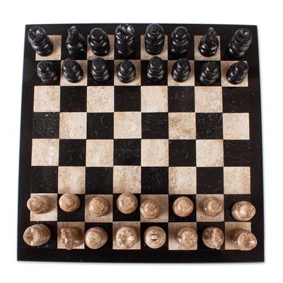 Alternate image for Brown and Black Marble Chess Set from Mexico Cafe Battle