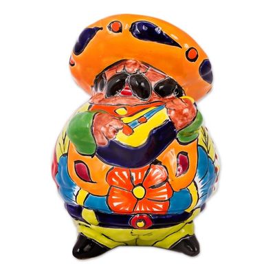 Alternate image for Talavera-Style Ceramic Figurine of a Mariachi with a Guitar Guitar Mariachi