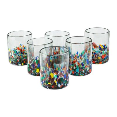 Alternate image for Recycled Multicolored Juice Glasses from Mexico Set of 6 Tonala Flowers