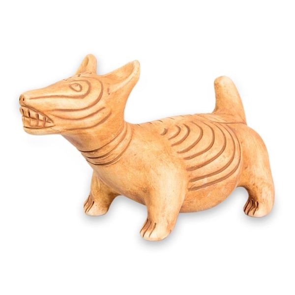 Alternate image for Handmade Signed Ceramic Museum Replica Statuette Mexico Tan Aztec Guide Dog