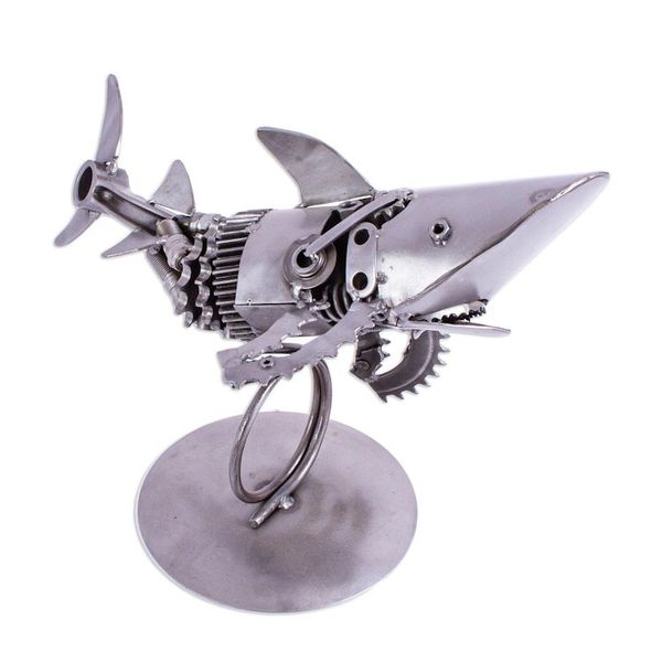 Alternate image for Recycled Auto Parts Shark Sculpture from Mexico Mighty Shark