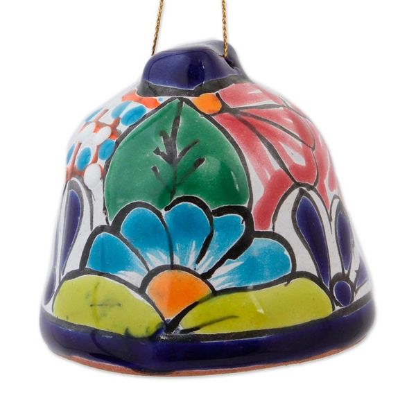 Alternate image for Bell-Shaped Talavera-Style Ceramic Ornaments Pair Talavera Bells