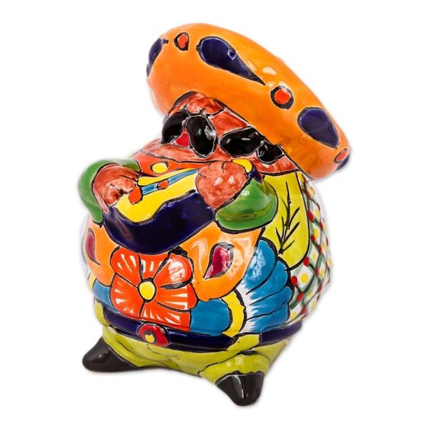 Alternate image for Talavera-Style Ceramic Figurine of a Mariachi with a Guitar Guitar Mariachi