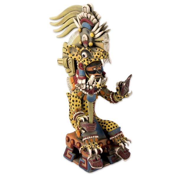 Alternate image for Aztec Tezcatlipoca Jaguar Signed Ceramic Sculpture Tezcatlipoca as a Jaguar
