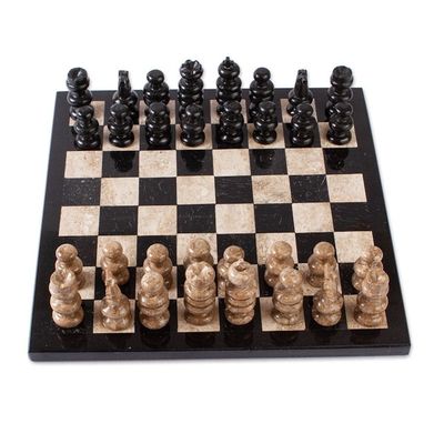 Alternate image for Brown and Black Marble Chess Set from Mexico Cafe Battle